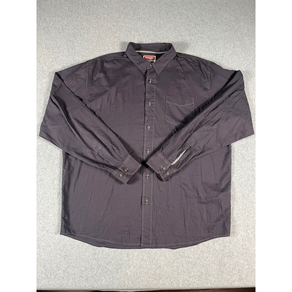 Wrangler Jeans Co Mens XL Gray Long Sleeve Button Down Cotton Shirt Contrast